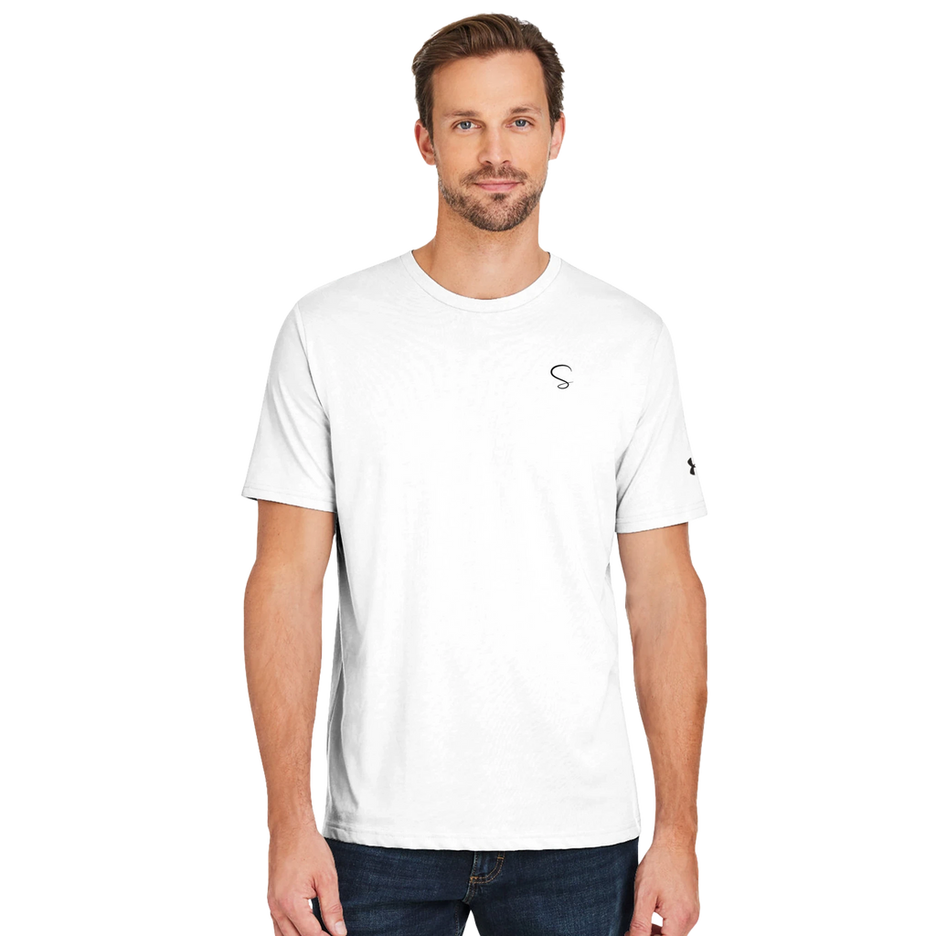 Custom Under Armour raglan T-shirt with hotel logo — white-label branded resort apparel by SuiteGift.