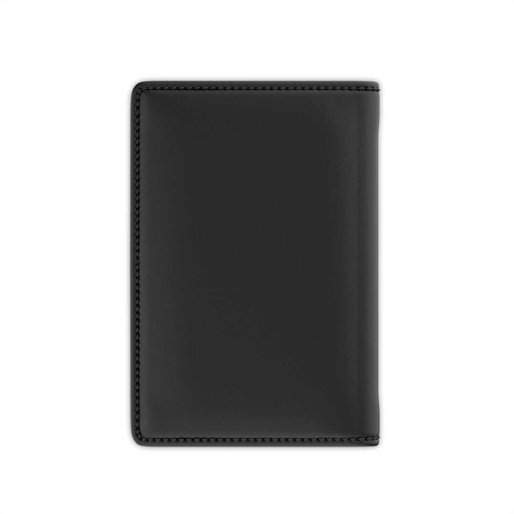 Teal & Black Leather Passport Cover – Embossed Gold Logo Travel Wallet