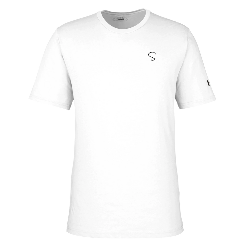 Custom Under Armour raglan T-shirt with hotel logo — white-label branded resort apparel by SuiteGift.